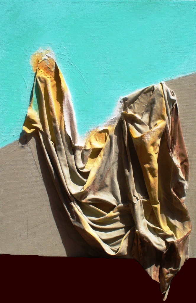 This painting refers to the descent from the cross of Jesus Christ . But Christ and cross are absent; only remains the movement of tissues to mark the theme. The very restrained use of 3 color adds to the simplicity of the scene.