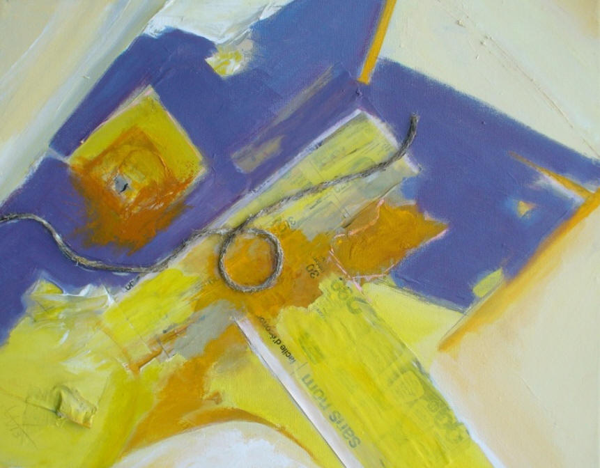 Composed of two colors: yellow for the star and purple for its shadow, the canvas is also structured by a piece of rope which at the center forms a nice loop